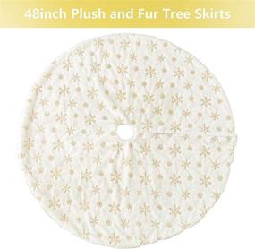img 1 attached to 🎄 Kederwa 48inch White Christmas Tree Skirt – Luxury Faux Fur with Gold Sequin Snowflakes Thick Plush Tree Skirt for Christmas Decorations and Ornaments