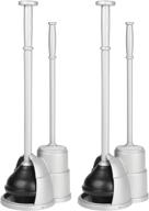 mdesign slim compact freestanding toilet bowl brush and plunger combo set with holder - bathroom storage organizer, heavy duty, deep cleaning, covered bristles, 2 pack - silver logo