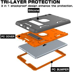 img 1 attached to 📱 TOPSKY Shockproof Defender Case for iPad 9.7 2018/2017, 6th/5th Generation, Three Layer Protective Cover for Apple iPad A1893 A1954 A1822 A1823, Grey Orange