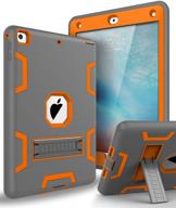 📱 topsky shockproof defender case for ipad 9.7 2018/2017, 6th/5th generation, three layer protective cover for apple ipad a1893 a1954 a1822 a1823, grey orange logo