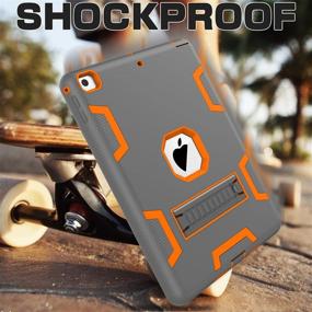 img 3 attached to 📱 TOPSKY Shockproof Defender Case for iPad 9.7 2018/2017, 6th/5th Generation, Three Layer Protective Cover for Apple iPad A1893 A1954 A1822 A1823, Grey Orange