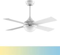 🔌 ovlaim modern 48 inch dc motor ceiling fan with dimmable led light, remote control, and 4 wood white blades logo