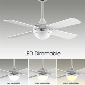 img 1 attached to 🔌 Ovlaim Modern 48 Inch DC Motor Ceiling Fan with Dimmable LED Light, Remote Control, and 4 Wood White Blades