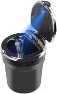 🚬 black car cigarette ashtray with lid & led light indicator - portable cup holder ash for home, office & auto logo
