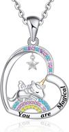 hxillery 925 sterling silver unicorn necklace with cz heart pendant: perfect christmas and birthday gift for women, girls, daughters, and teens. logo