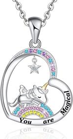 img 4 attached to Hxillery 925 Sterling Silver Unicorn Necklace with CZ Heart Pendant: Perfect Christmas and Birthday Gift for Women, Girls, Daughters, and Teens.