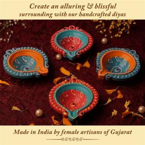 img 1 attached to IndoTribe Festive Diyas: Clay Oil Lamps for Diwali Decor, Tea Light Holders & Diwali Gifts