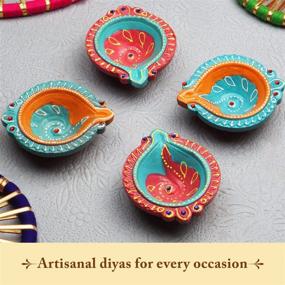 img 3 attached to IndoTribe Festive Diyas: Clay Oil Lamps for Diwali Decor, Tea Light Holders & Diwali Gifts