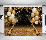 🍾 gold champagne bokeh photography backdrop with black and golden balloons for graduation prom, holiday party supplies, father's day, birthday decoration - studio props banner 7x5ft logo