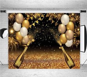 img 4 attached to 🍾 Gold Champagne Bokeh Photography Backdrop with Black and Golden Balloons for Graduation Prom, Holiday Party Supplies, Father's Day, Birthday Decoration - Studio Props Banner 7X5ft