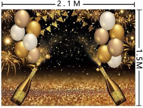 img 1 attached to 🍾 Gold Champagne Bokeh Photography Backdrop with Black and Golden Balloons for Graduation Prom, Holiday Party Supplies, Father's Day, Birthday Decoration - Studio Props Banner 7X5ft