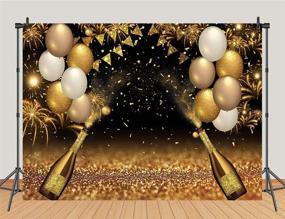 img 3 attached to 🍾 Gold Champagne Bokeh Photography Backdrop with Black and Golden Balloons for Graduation Prom, Holiday Party Supplies, Father's Day, Birthday Decoration - Studio Props Banner 7X5ft