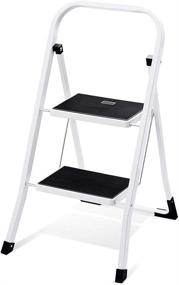 img 4 attached to Delxo 2 Step Adult Step Stool | Folding Metal Ladder with Handgrip & Anti-Slip Pedal | Versatile for Household & Office | Portable Handle | 330lbs Capacity (Steel)