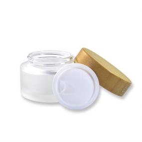 img 3 attached to ✨ Frosted Glass Cream Jars with Natural Bamboo Lids - 2 Pack 100ml/3.4oz Empty Refillable Cosmetic Containers for Face Cream, Makeup, and Eye Shadow - Travel-friendly Glass Sample Jars with Lids