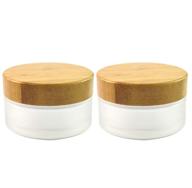 ✨ frosted glass cream jars with natural bamboo lids - 2 pack 100ml/3.4oz empty refillable cosmetic containers for face cream, makeup, and eye shadow - travel-friendly glass sample jars with lids logo