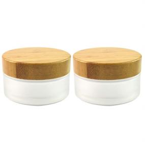img 4 attached to ✨ Frosted Glass Cream Jars with Natural Bamboo Lids - 2 Pack 100ml/3.4oz Empty Refillable Cosmetic Containers for Face Cream, Makeup, and Eye Shadow - Travel-friendly Glass Sample Jars with Lids