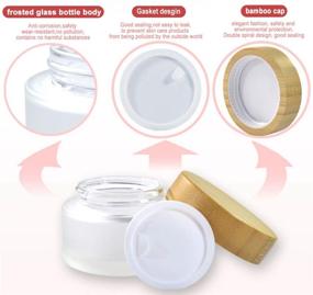img 1 attached to ✨ Frosted Glass Cream Jars with Natural Bamboo Lids - 2 Pack 100ml/3.4oz Empty Refillable Cosmetic Containers for Face Cream, Makeup, and Eye Shadow - Travel-friendly Glass Sample Jars with Lids