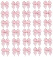 🎀 7rainbows 50pcs boutique mini pink satin ribbon bows flowers appliques diy craft for sewing scrapbooking wedding and gift" - revised: "7rainbows 50pcs boutique mini pink satin ribbon bows flowers - ideal for diy crafts, sewing, scrapbooking, weddings, and gifts logo