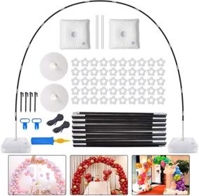 img 4 attached to 🎈 Kusamue 9ft Tall Balloon Arch Kit - Large Adjustable Stand with Water Fillable Base & 50Pcs Balloon Clips, Pump Knotter Dot Glue - Perfect for Wedding, Birthday, Baby Shower