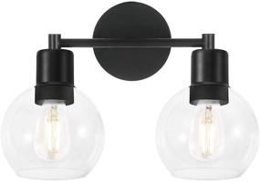 img 3 attached to Modern Industrial Vanity Light Fixture with Globe Glass - Black Wall Sconce for Hallway, Kitchen, Bedroom