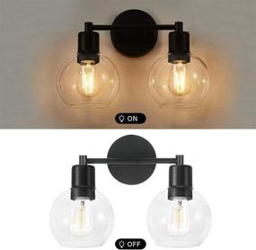 img 2 attached to Modern Industrial Vanity Light Fixture with Globe Glass - Black Wall Sconce for Hallway, Kitchen, Bedroom