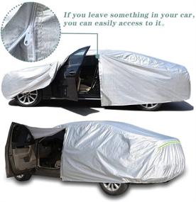 img 2 attached to 🚗 AOYMEI Waterproof Full Car Cover - All Weather, Sunproof, Rainproof, Windproof, Scratch Resistant - Sedan Size, Fits Length 155’’-165’’ - Reflective Strips, Cotton Inside