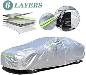 img 4 attached to 🚗 AOYMEI Waterproof Full Car Cover - All Weather, Sunproof, Rainproof, Windproof, Scratch Resistant - Sedan Size, Fits Length 155’’-165’’ - Reflective Strips, Cotton Inside