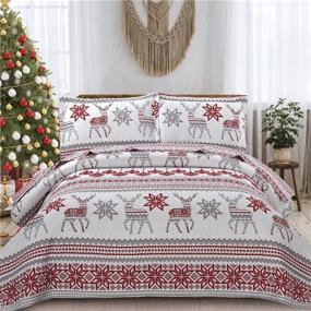 img 4 attached to Christmas Breathable Bedspread Lightweight Coverlet