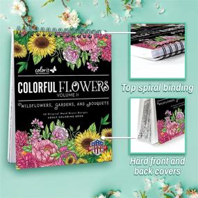 img 2 attached to Colorful Flowers Volume 2: Wildflowers, Gardens, and Bouquets Adult Coloring Book - 50 Original Designs, Thick Paper, Spiral Binding, Made in the USA, Lay Flat Hardcover with Blotter Pages