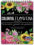 colorful flowers volume 2: wildflowers, gardens, and bouquets adult coloring book - 50 original designs, thick paper, spiral binding, made in the usa, lay flat hardcover with blotter pages logo