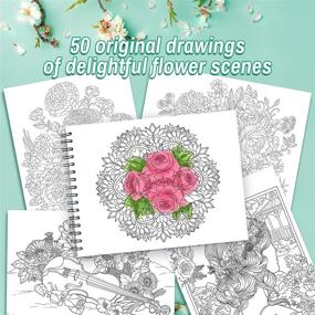 img 1 attached to Colorful Flowers Volume 2: Wildflowers, Gardens, and Bouquets Adult Coloring Book - 50 Original Designs, Thick Paper, Spiral Binding, Made in the USA, Lay Flat Hardcover with Blotter Pages