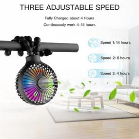 img 2 attached to 🌬️ AGWIM Mini Stroller Fan for Baby - Portable Handheld Fan with 2600mAh Battery - Personal Desk Fan with 3 Speeds - Flexible Tripod Carseat Fan with Colorful LED Lights & Aromatherapy Function (Black)