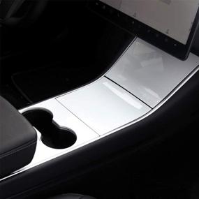 img 4 attached to 🚀 Enhance Your Tesla Model 3 with the aspeike Center Console Panel - Premium Plastic Cover Wrap in Pearl White
