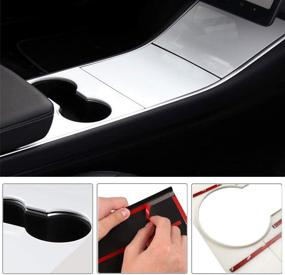 img 2 attached to 🚀 Enhance Your Tesla Model 3 with the aspeike Center Console Panel - Premium Plastic Cover Wrap in Pearl White