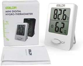 img 1 attached to 🌡️ BALDR Mini Digital Portable Thermometer Hygrometer - Temperature Gauge & Humidity Monitor with Hanging Magnet - Ideal for Baby Room, Greenhouse, and More (White)