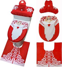 img 4 attached to SUNTRADE Christmas 3D Toilet Seat Cover Set 🎄 - Festive Holiday Bathroom Decor, Pack of 3 (A)
