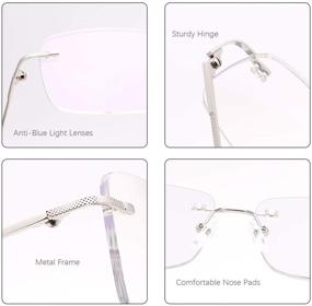 img 1 attached to 👓 Rimless Clear Bifocal Reading Glasses: Blue Light Blocking Readers for Men and Women, Unisex Eyewear for Far and Near Dual-Use with Lightweight Design, Magnifying Power, Anti-Glare UV Protection, Digital Strain Reduction, Fashionable Eyeglasses