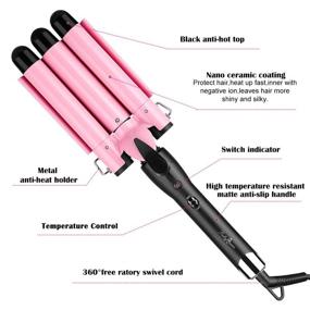 img 2 attached to 🌊 Portable 25mm Hair Waver Curling Iron with Adjustable Temperature for Deep Waves - Pink, Suitable for All Hair Styles