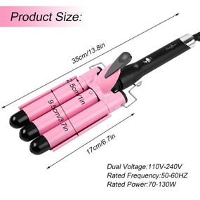 img 3 attached to 🌊 Portable 25mm Hair Waver Curling Iron with Adjustable Temperature for Deep Waves - Pink, Suitable for All Hair Styles