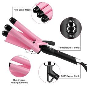 img 1 attached to 🌊 Portable 25mm Hair Waver Curling Iron with Adjustable Temperature for Deep Waves - Pink, Suitable for All Hair Styles