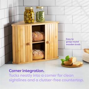 img 3 attached to 🍞 Klee Wooden Bread Box: Stylish Bamboo Bread Holder for Corner Storage, Fully Assembled