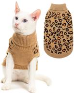 🐆 mihachi winter leopard warm cat sweater: fashionable knit vest for cats, puppies, and small animals in brown логотип