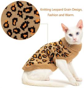 img 1 attached to 🐆 Mihachi Winter Leopard Warm Cat Sweater: Fashionable Knit Vest for Cats, Puppies, and Small Animals in Brown