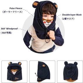 img 1 attached to 🧣 TRIWONDER Kids Balaclava Fleece Face Mask, Neck Warmer, and Animal Hood Hat - Winter Ski Mask for Boys and Girls with Nose Cover