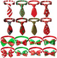 🎄 stylish and festive: jiatecco christmas dog ties 16 pack for puppy and cat collar accessories logo