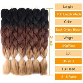 img 3 attached to 👑 БЕЛЬКОРОЛЕВА 6 пачек коричневых волос для плетения 24 дюйма - Омбре канекалон для косичек и крючком для волос