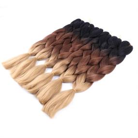 img 1 attached to 👑 БЕЛЬКОРОЛЕВА 6 пачек коричневых волос для плетения 24 дюйма - Омбре канекалон для косичек и крючком для волос