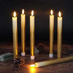 img 3 attached to 🕯️ Wondise Flickering Flameless Taper Candles – Remote Controlled & Timed, 9-Inch Battery Operated Gold LED Window Candles for Christmas Home Decoration, Set of 6 (0.78 x 9.64 Inch)