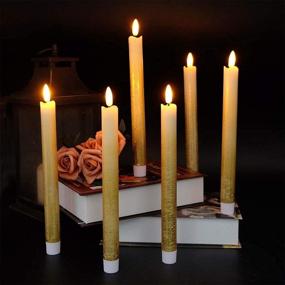 img 2 attached to 🕯️ Wondise Flickering Flameless Taper Candles – Remote Controlled & Timed, 9-Inch Battery Operated Gold LED Window Candles for Christmas Home Decoration, Set of 6 (0.78 x 9.64 Inch)