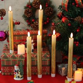 img 1 attached to 🕯️ Wondise Flickering Flameless Taper Candles – Remote Controlled & Timed, 9-Inch Battery Operated Gold LED Window Candles for Christmas Home Decoration, Set of 6 (0.78 x 9.64 Inch)